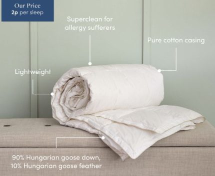 4.5 Tog 90% Hungarian Goose Down Emperor Duvet close up