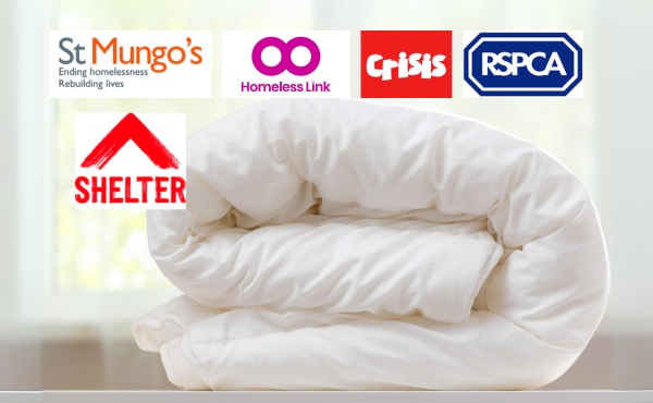 donating old duvet to uk charity